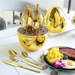 24 Pieces Set Of Luxury Cutlery With Mirror Egg Shape Case - Image 4