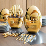 24 Pieces Set Of Luxury Cutlery With Mirror Egg Shape Case - Image 5