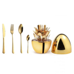 24 Pieces Set Of Luxury Cutlery With Mirror Egg Shape Case - Image 2