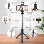 Bluetooth Selfie Stick Tripod + Fill Light +Shutter Remote