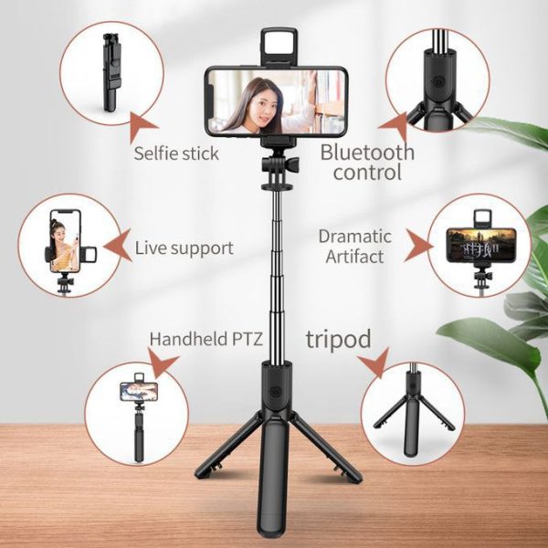 Bluetooth Selfie Stick Tripod + Fill Light +Shutter Remote
