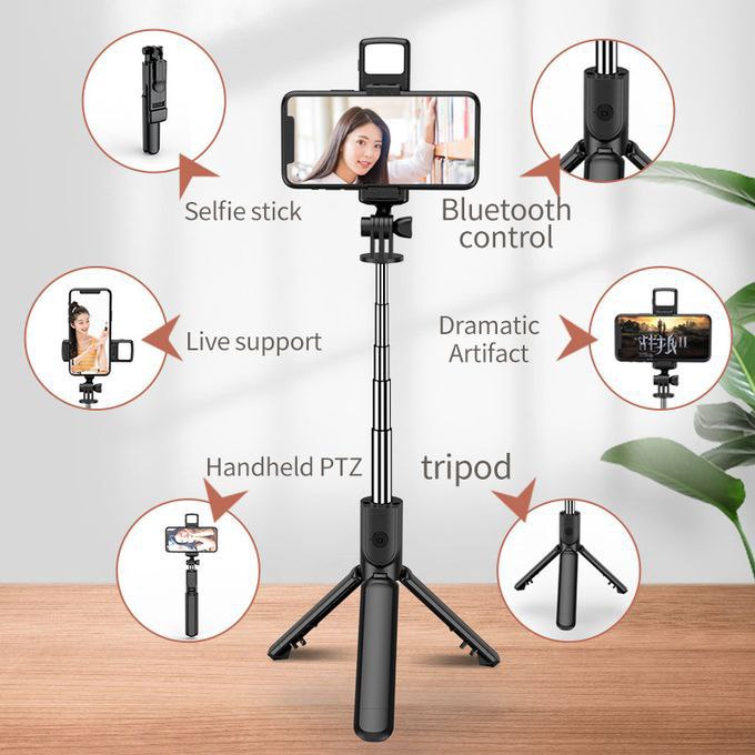Bluetooth Selfie Stick Tripod + Fill Light +Shutter Remote