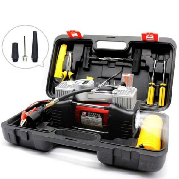 Heavyduty Car Air Pump Portable Tyre Inflator Double Cylinder