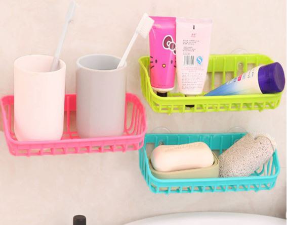 Kitchen Bathroom Double Suction Storage Rack