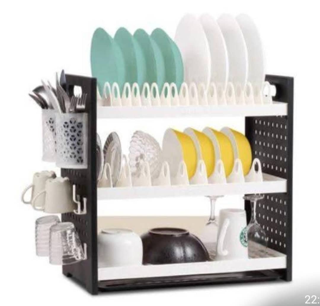 2026/09/1001590059.jpg Qasa Three layers Dish Drainer - Image 1